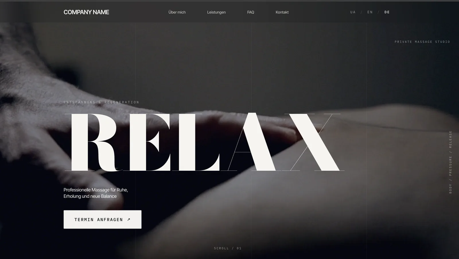 Relax Massage Studio Website Projekt